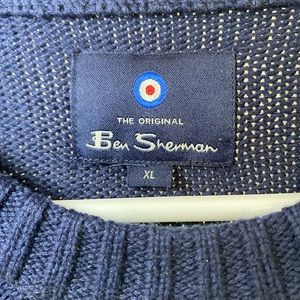 Ben Sherman XL Navy Crew Neck Cable Knit Sweater